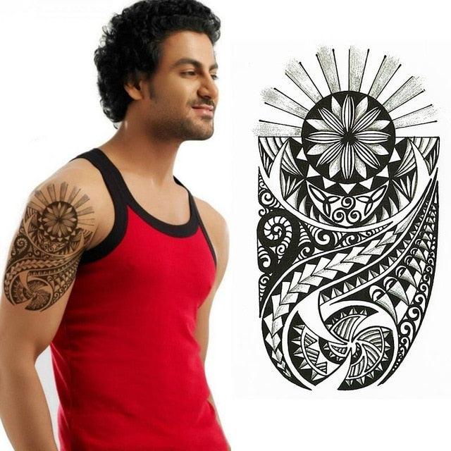 Elegant Temporary Waterproof Tattoos Big Tribal Sticker Black Large Body Art Makeup Fake Tattoo For Mens Womens