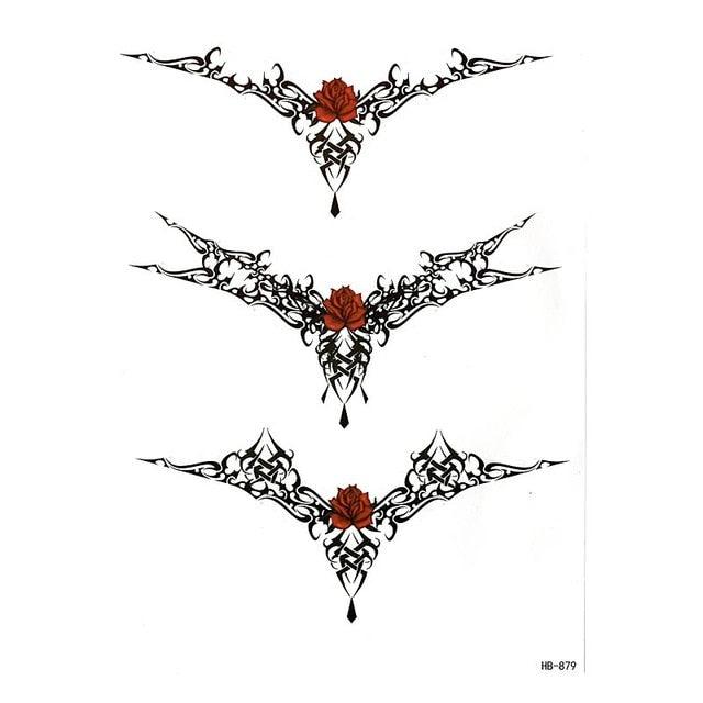 Elegant Temporary Waterproof Tattoos Big Tribal Sticker Black Large Body Art Makeup Fake Tattoo For Mens Womens