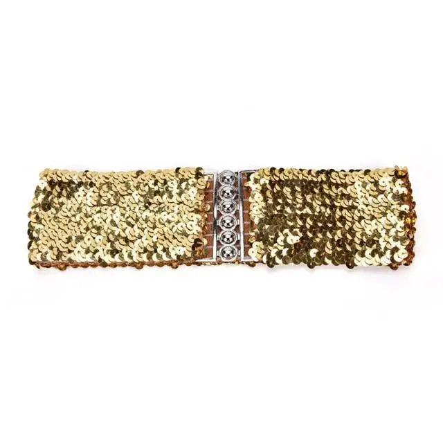 Elegant Wide Fabric Strap  Silver Metal Buckle Belts For Women Trendy Women's Fashion Stretchable Classic Color Belts