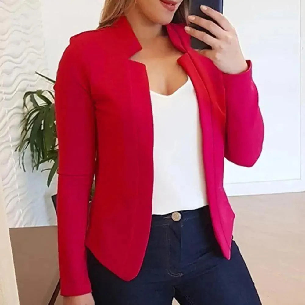 Elegant Women Blazer Thin Long Sleeve Blazer Solid Color Office Lady Suit Coat Fashionable Women Basic Coats