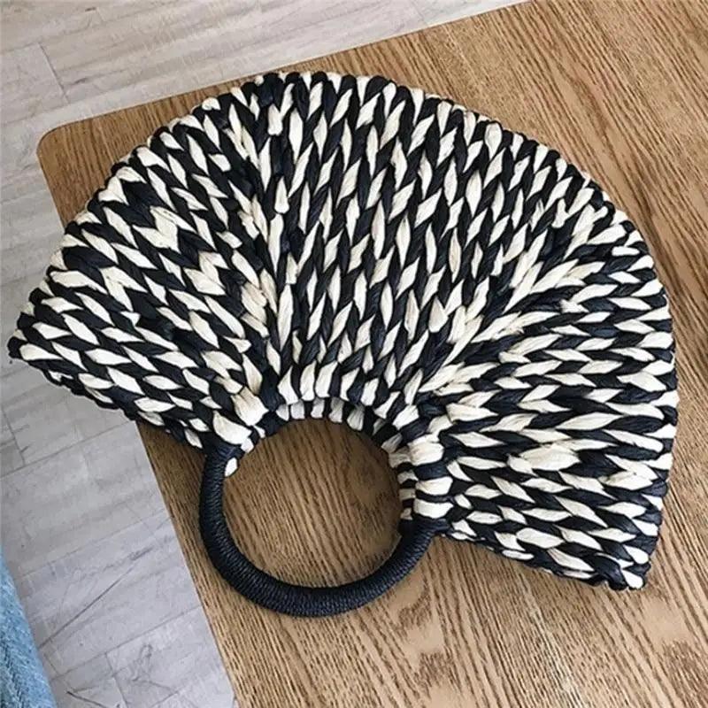 Elehant Women's Woven Wicker Straw Half Round Bag Trendy Large Capacity Female Casual Travel Bag