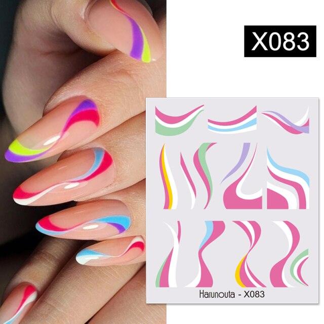Embossed Nails Sticker 3D Flower Leaves Slider Water Transfer Nail Decals for Nail Art Transfer Sticker  3D Wave Design Decoration for Women Girls Art Stickers Decal Decoration Metallic Curve Strip Line Nail Decor