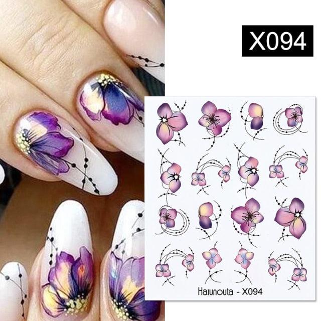 Embossed Nails Sticker 3D Flower Leaves Slider Water Transfer Nail Decals for Nail Art Transfer Sticker  3D Wave Design Decoration for Women Girls Art Stickers Decal Decoration Metallic Curve Strip Line Nail Decor