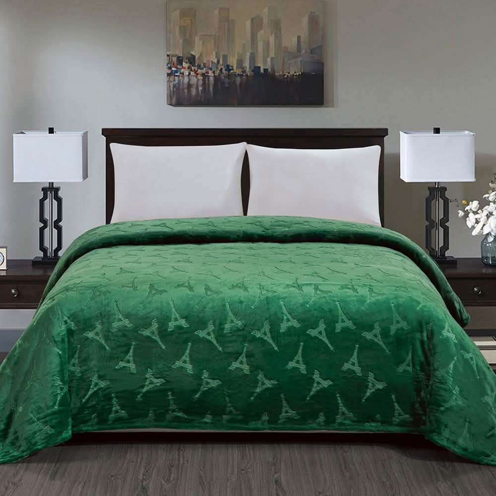 Embossed Premium Flannel Fleece Blanket - Eiffel Tower Design