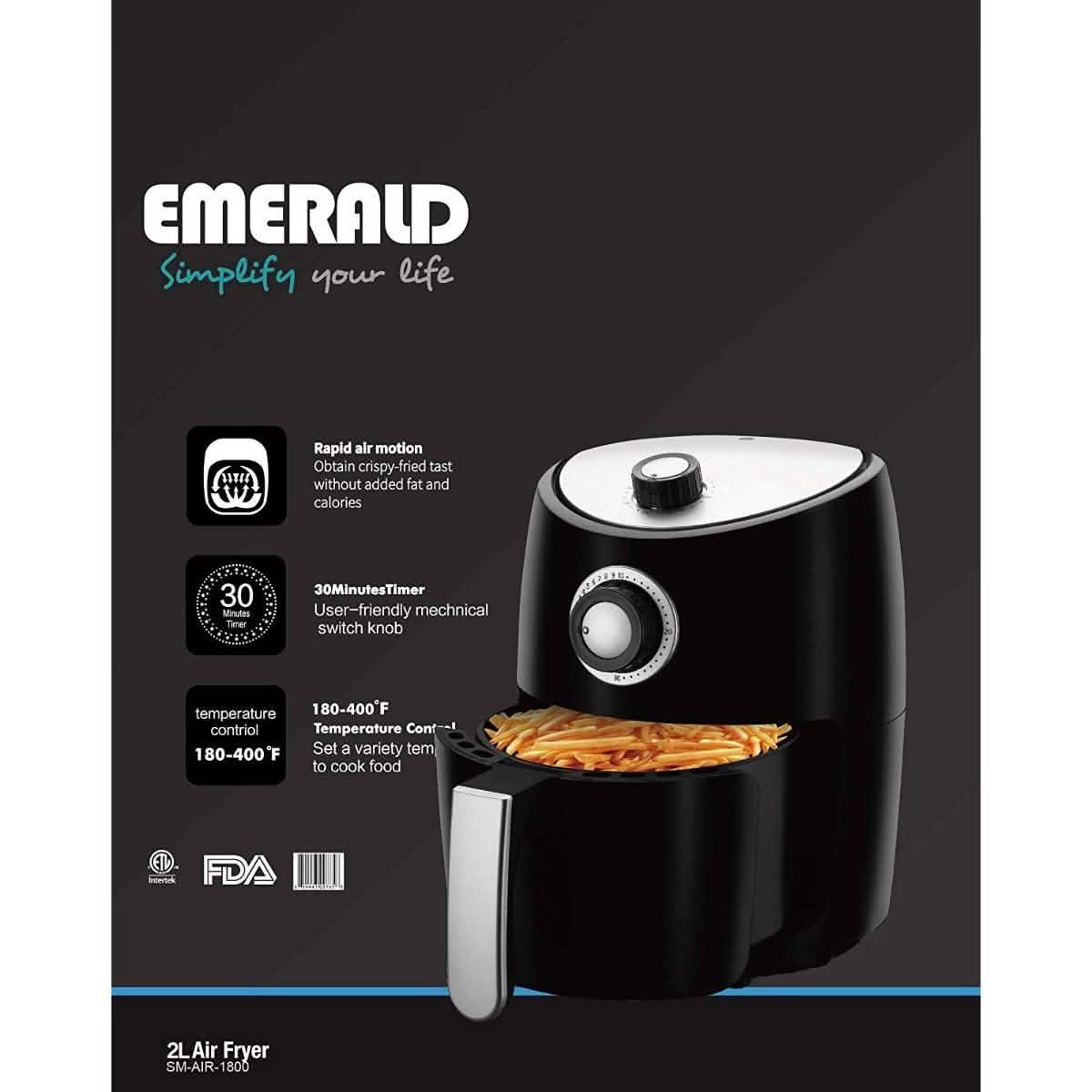 Emerald Compact 2 Liters Mini Air Fryer