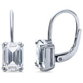 Emerald Cut Crystal Leverback Earrings