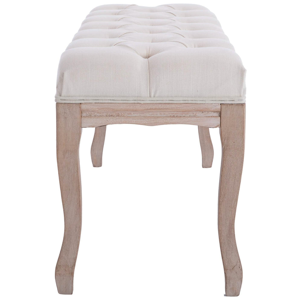 Entryway Wooden Bench, Upholstered Fabric Footstool
