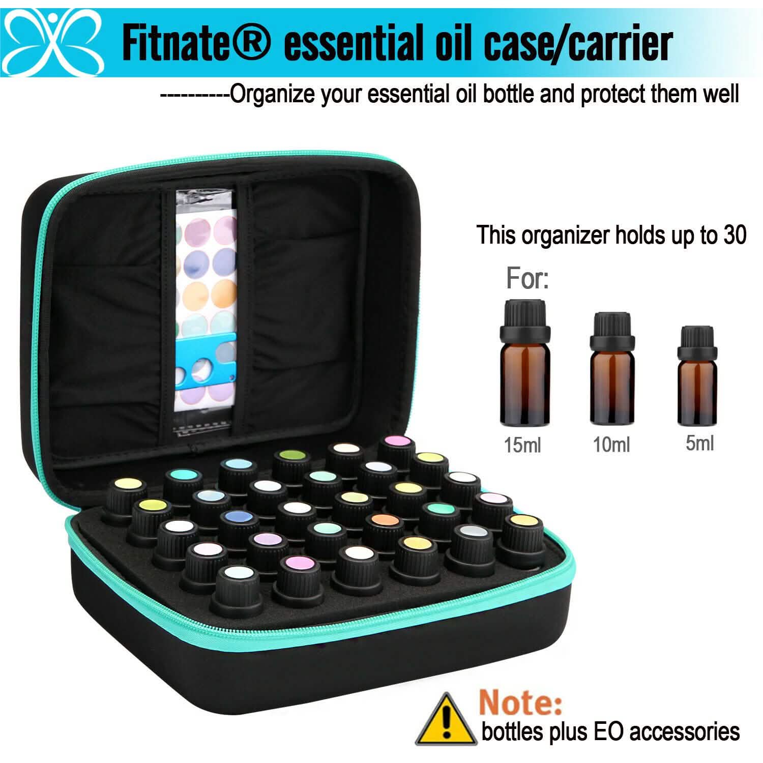 Essential Oils Storage for 30 Bottles Carrying Case+Oil Bottle Opener Cap Labels