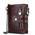 European and American first-layer kraft card bag men's short genuine leather wallet Father's Day gift