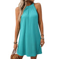 European and American round neck hanging neck loose sleeveless dress for women