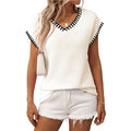 European and American V-neck short sleeved striped top
