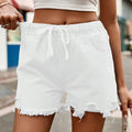 European and American versatile slimming elastic waist denim casual shorts for women