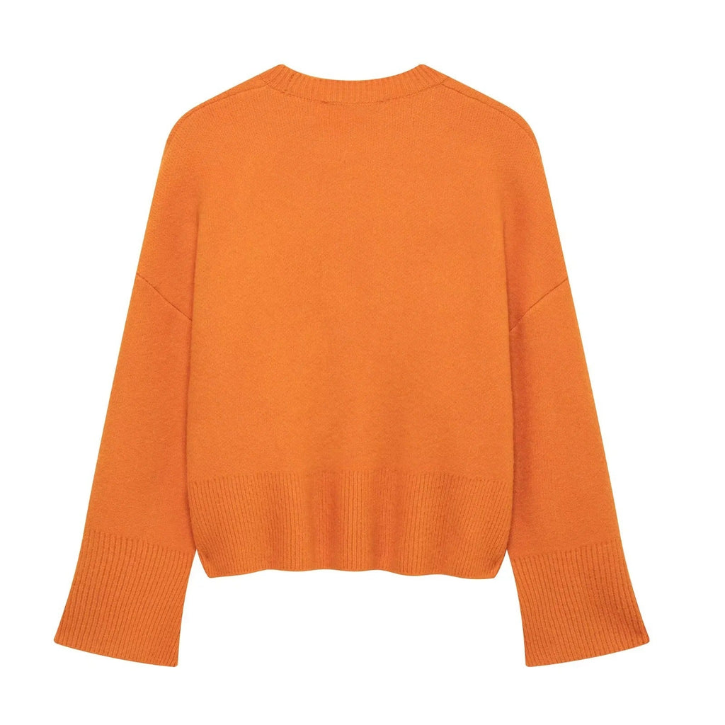 European and American women's long sleeved round neck knitted sweater mini skirt set