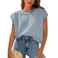 European and American women's round neck hollow top
