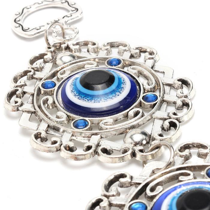 Evil Eye Wind Chimes Home Wall Hanging Decor Blue Evil Eye Wall Hanging Ornament With Round Eye Design Metal Home Decor Protection And Good Luck Charm Gift Blessing Protection Gift Dream Catcher Blue Rhinestone Wind Chimes
