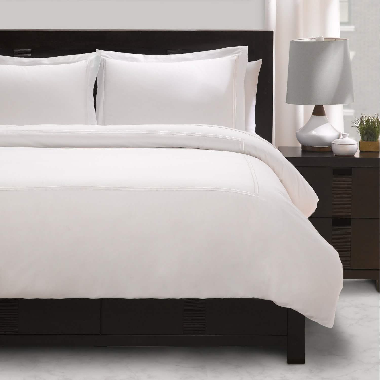 Exquisite Hotel Satin Stitched 100% Cotton Percale Duvet Set