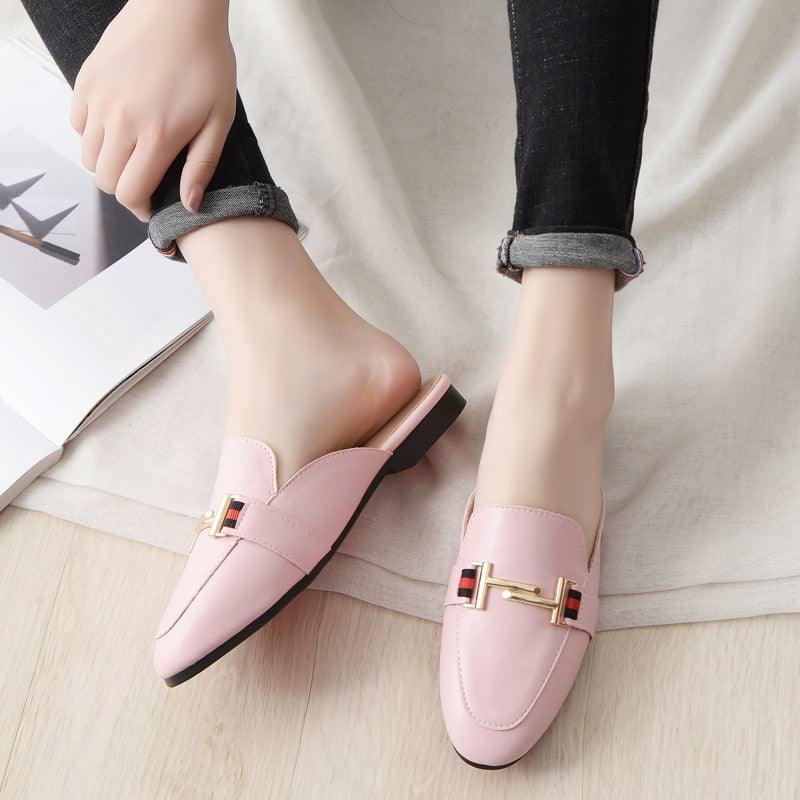 Exquisite Woman Slides Outdoor Platform Slippers Square Ladies Mules Slip On Comfortable Pointed Toe Womens Loafers Women's Flats Mules Loafers Shoes For Women