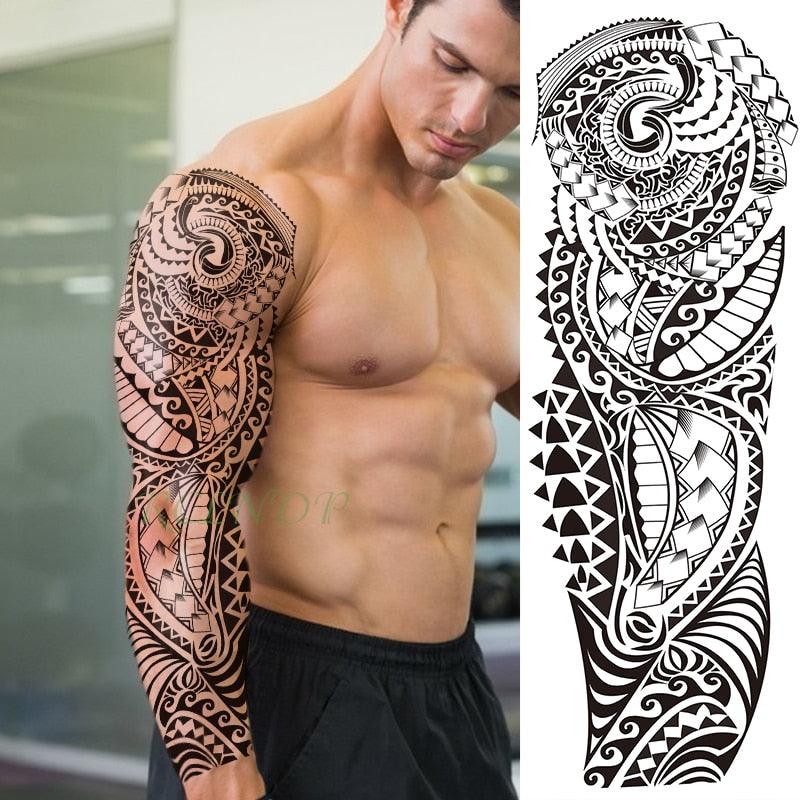 Extra Large Full Arm Leg Body Hand Waterproof Fake Tattoo Stickers Temporary Realistic Black Modern Mens Tattoo