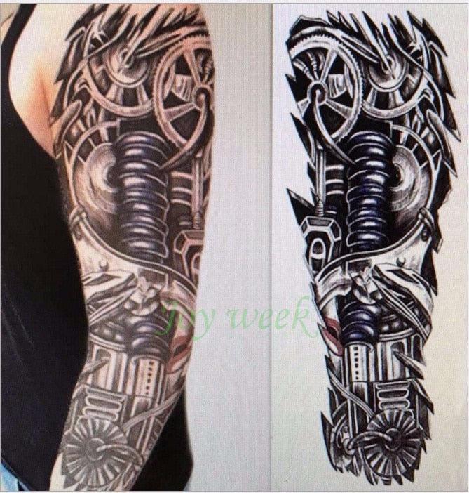 Extra Large Full Arm Leg Body Hand Waterproof Fake Tattoo Stickers Temporary Realistic Black Modern Mens Tattoo
