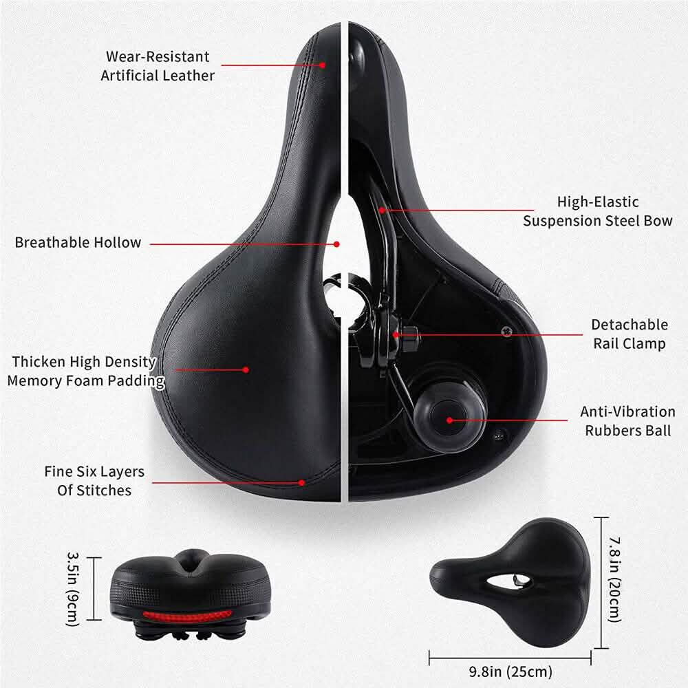 Extra Wide Big Bum Bike Seat Soft & Comfort Padded MTB Road Bicycle Gel Saddle Cushion