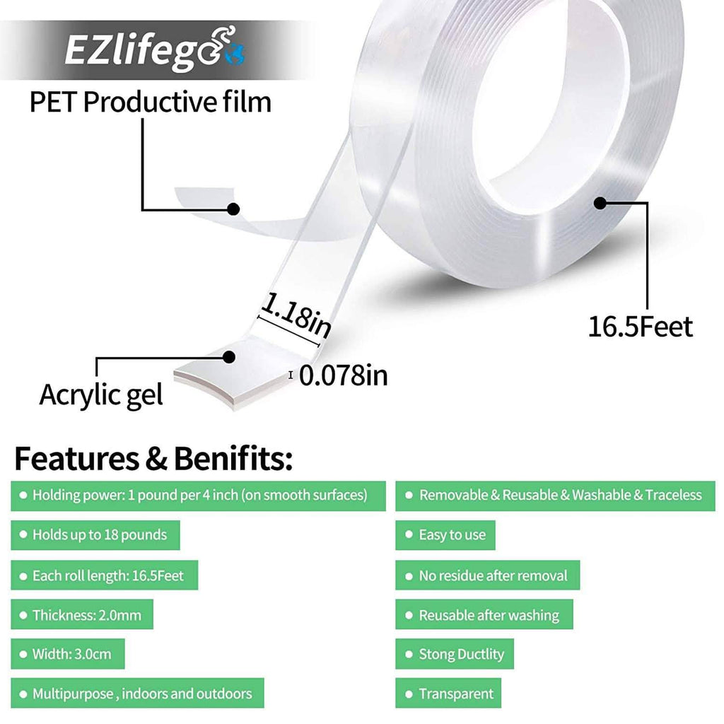 EZlifego Double Sided Tape Heavy Duty