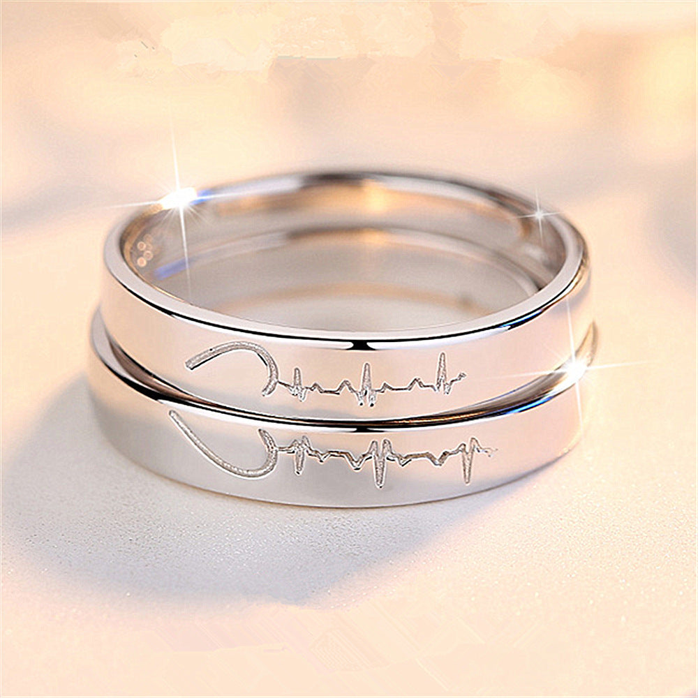 New Product Love Electrocardiogram Ring Love Ripple Ring Simple Japanese And Korean Style For Your Heartbeat Ring Douyin Same Style