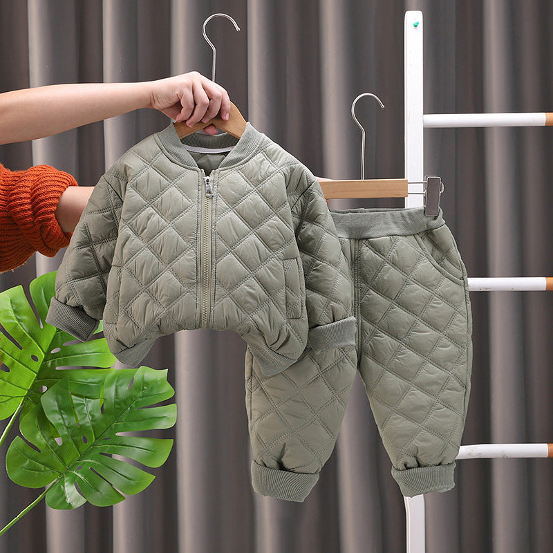 Boys And Girls Fashion Personality Fleece-lined Suit