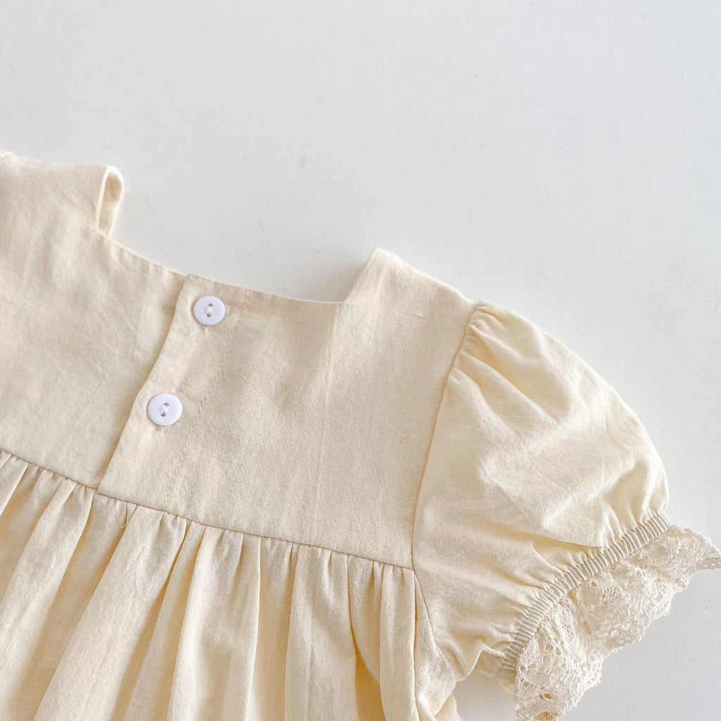 Girl Baby Flower Embroidered Short-sleeved Top
