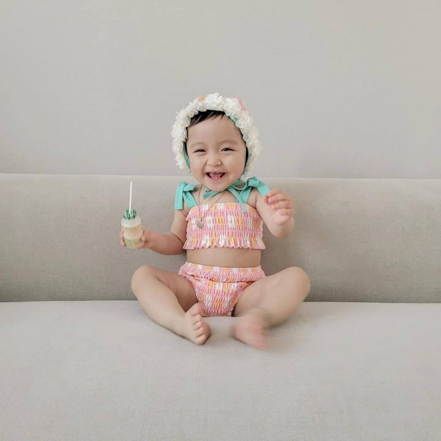 Girls' Flower Hooded One-piece Swimsuit