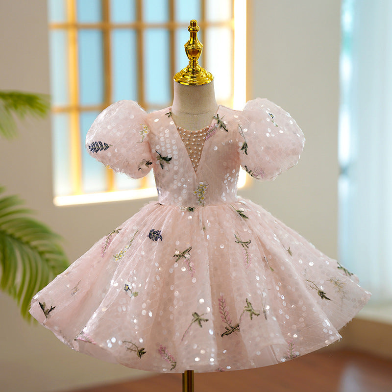 New Floral Princess Dress For Flower Girls Hostpresenter And Piano Performance Outfit