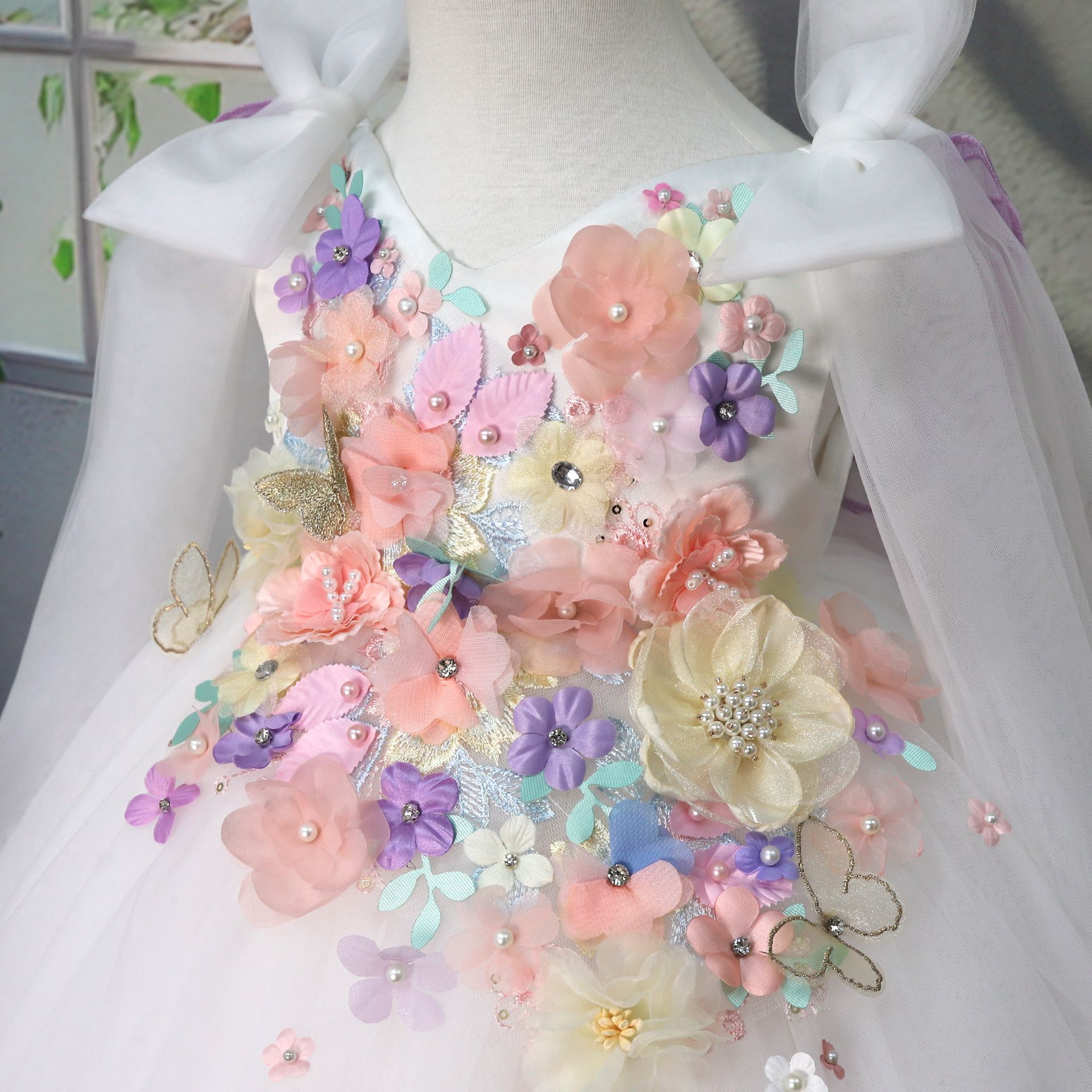 Children's Handmade Applique Dress White