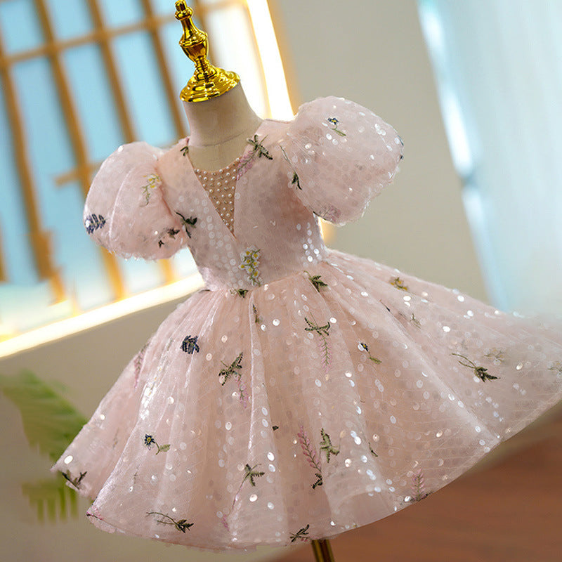 New Floral Princess Dress For Flower Girls Hostpresenter And Piano Performance Outfit