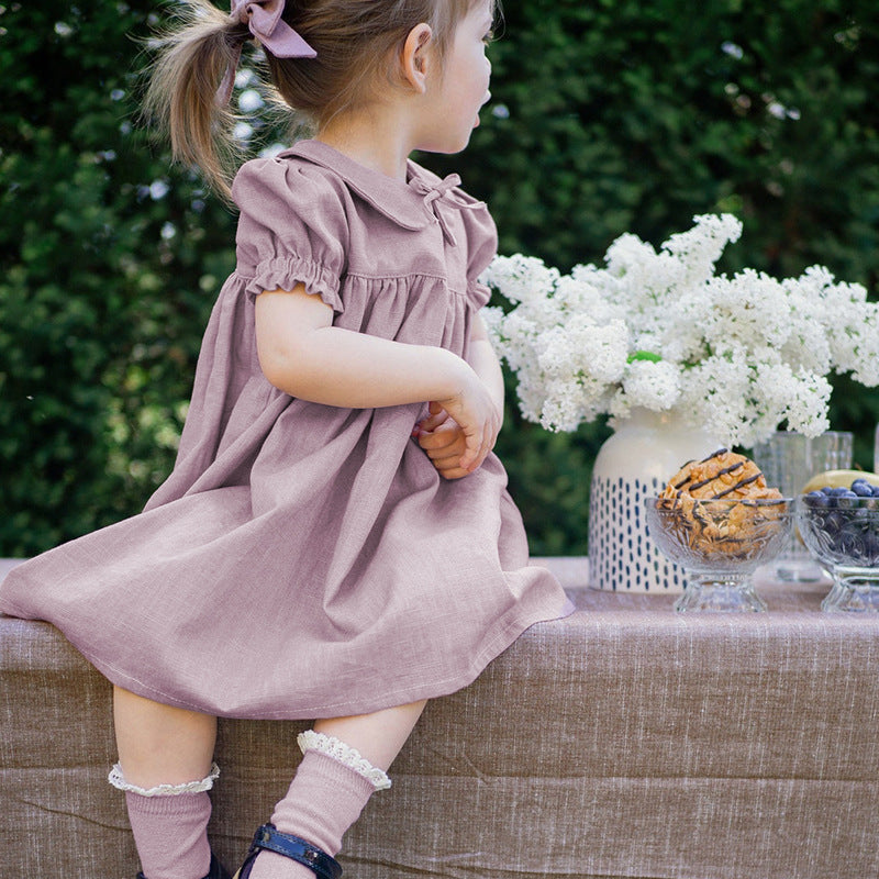 Girls Rustic Cotton And Linen Dress