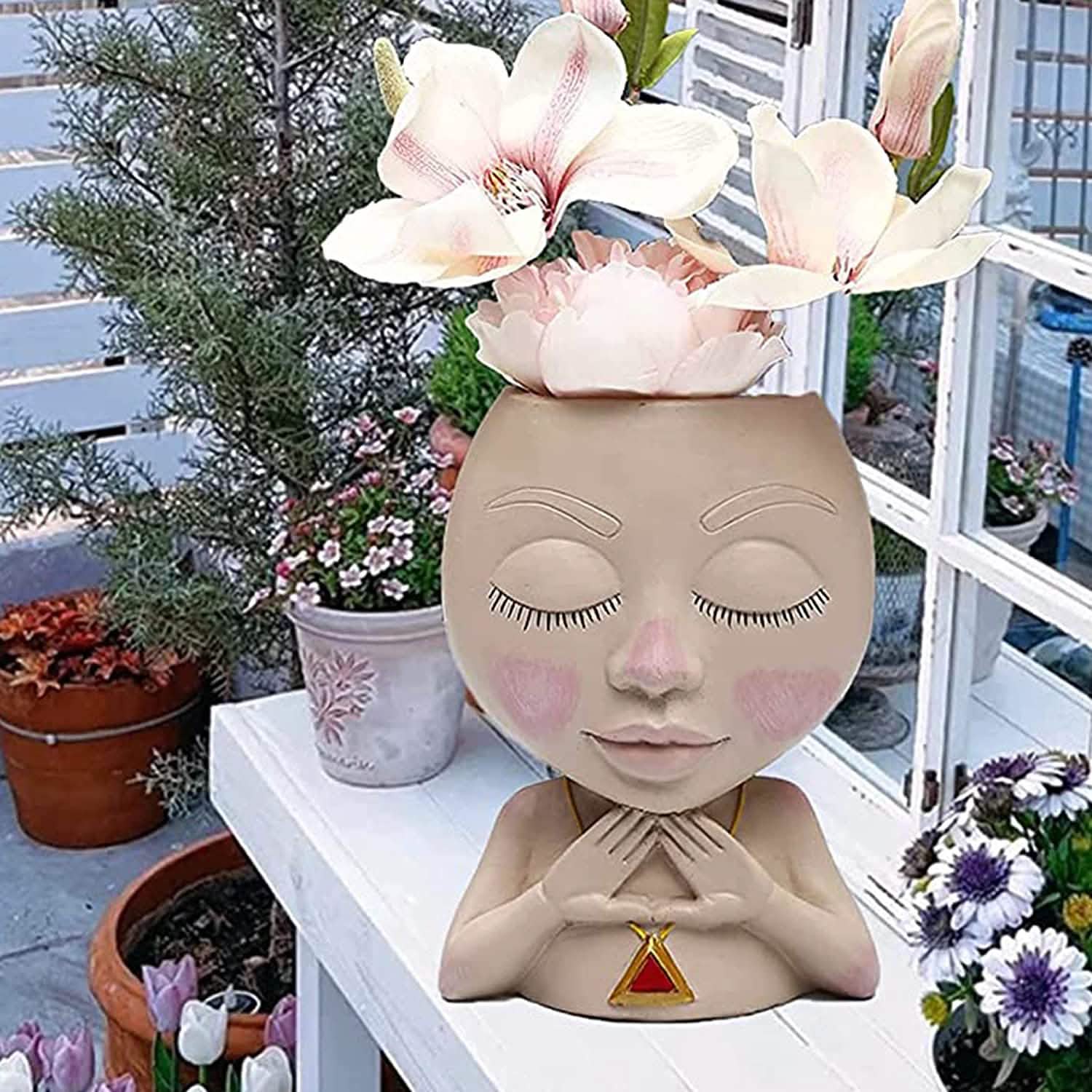 Face Flower Pot Head Vase for Indoor Plant Decoration