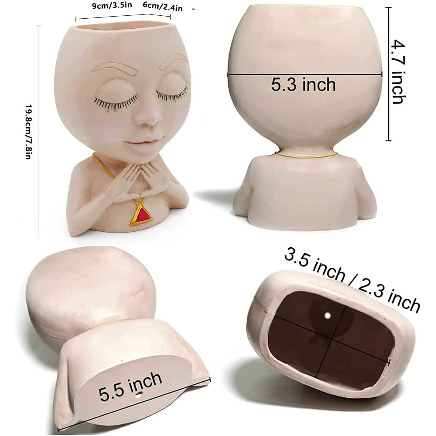 Face Flower Pot Head Vase for Indoor Plant Decoration