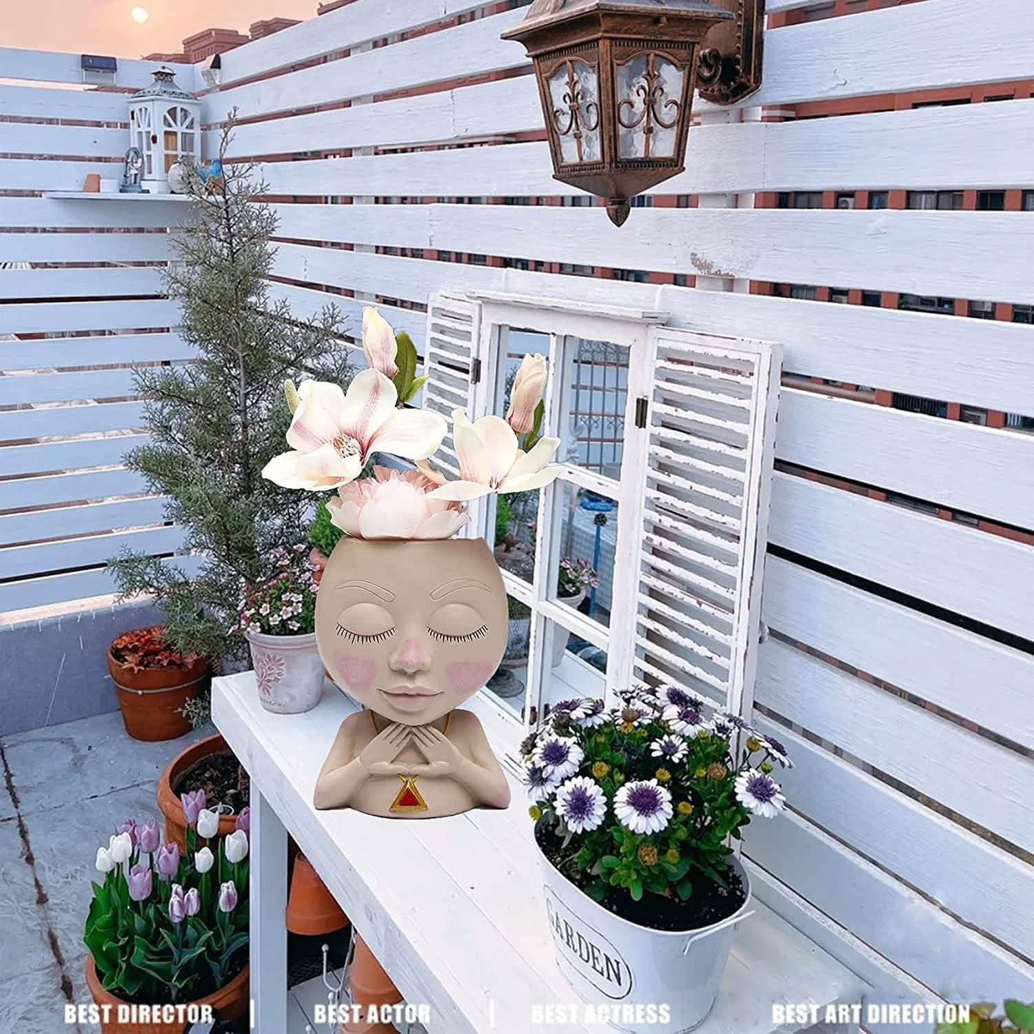 Face Flower Pot Head Vase for Indoor Plant Decoration