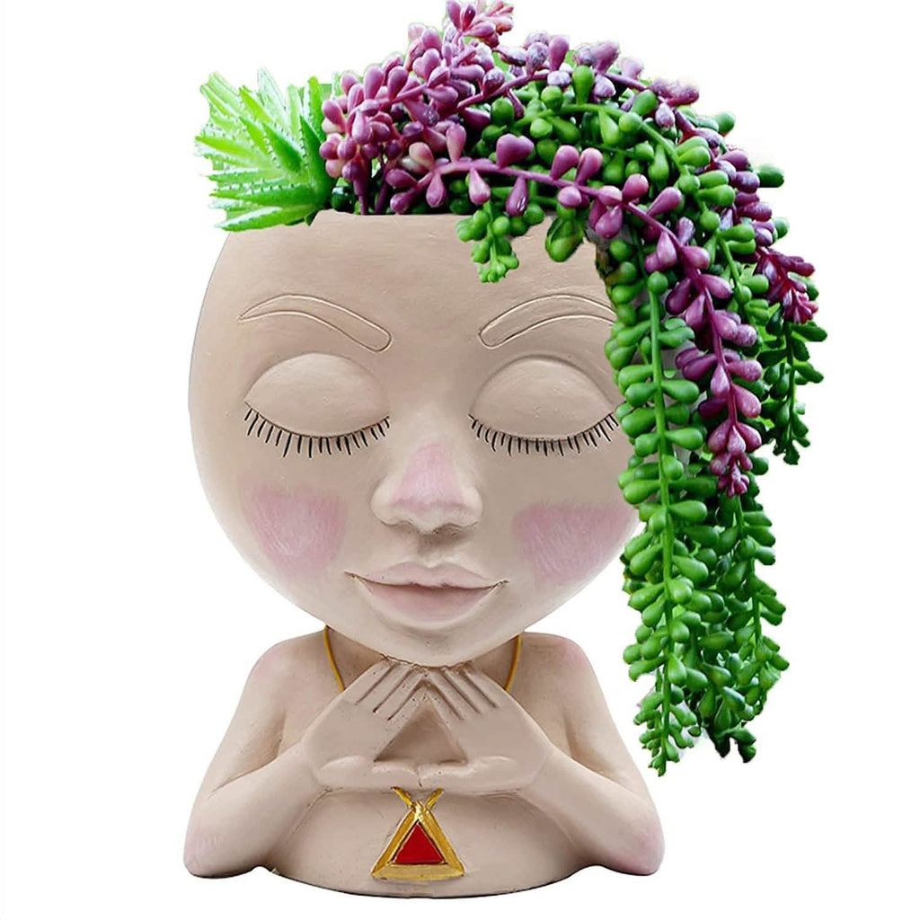 Face Flower Pot Head Vase for Indoor Plant Decoration
