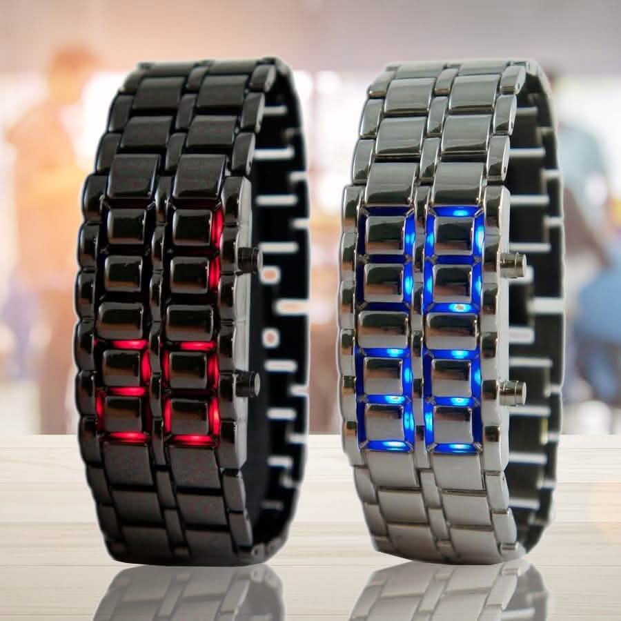 Faceless Unisex Stainless Steel Titanium Waterproof LED Watch