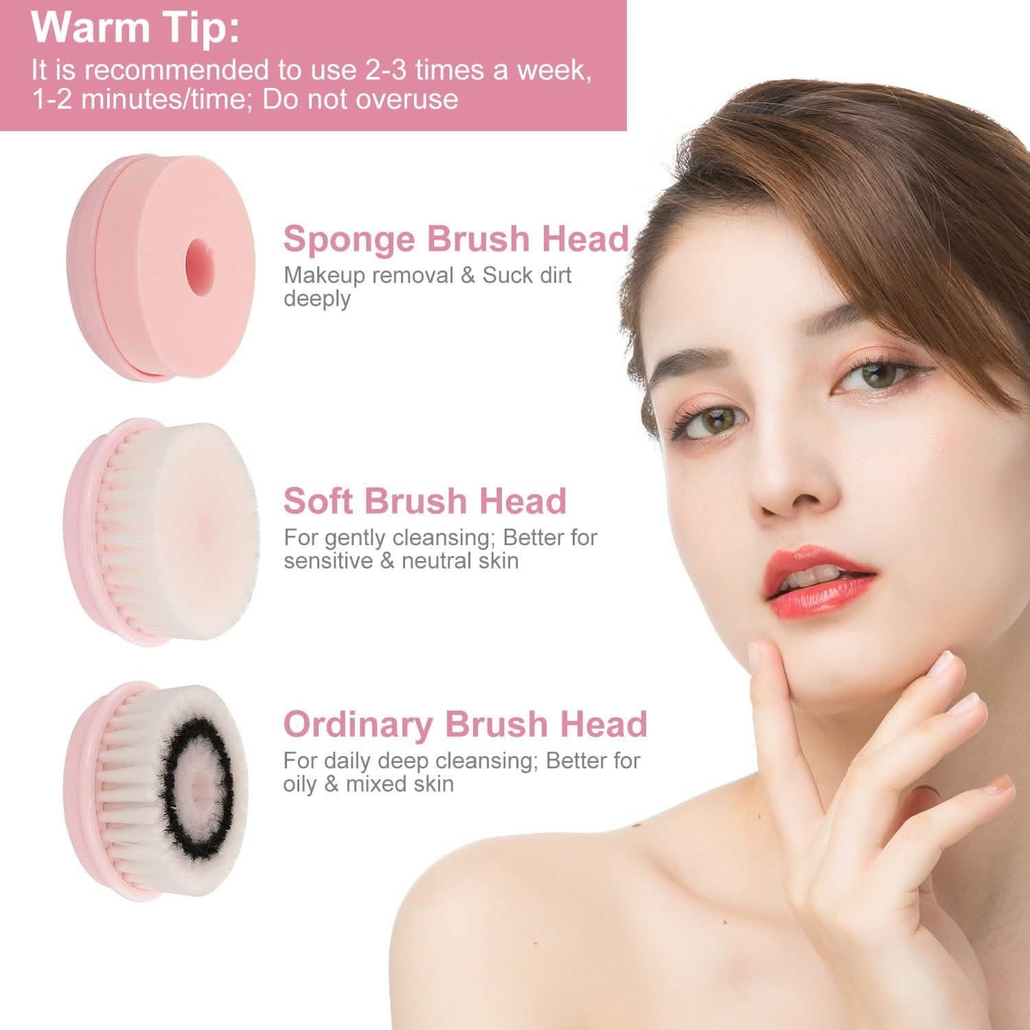 Facial Cleansing Brush IPX6 Waterproof 2 Speed Face Brush