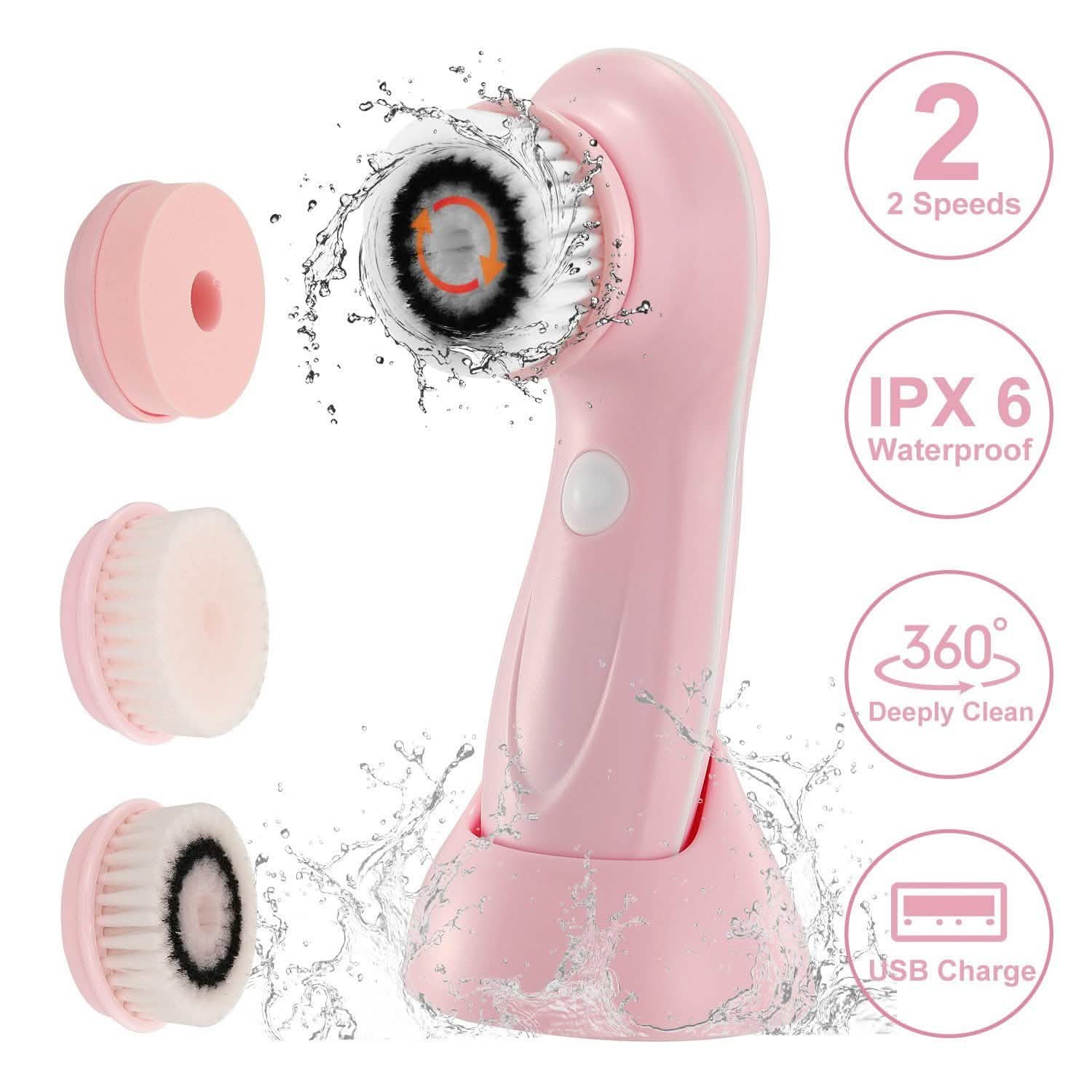 Facial Cleansing Brush IPX6 Waterproof 2 Speed Face Brush