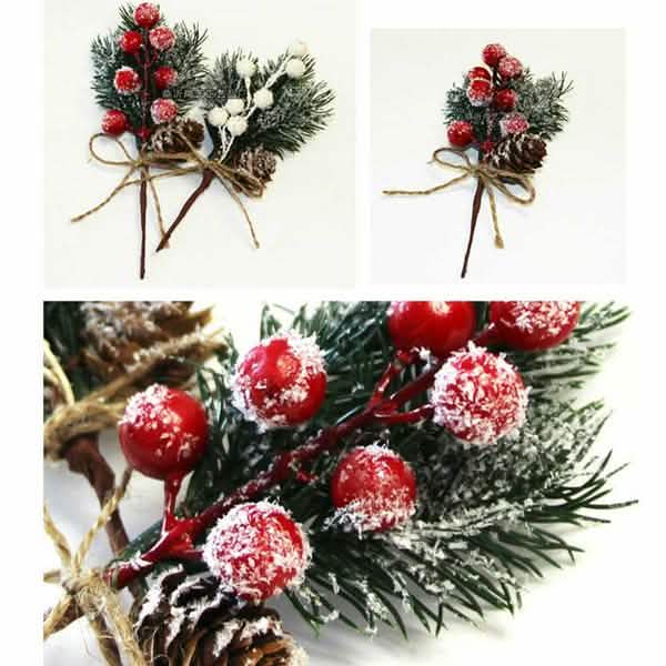 Fake Snow Frost Pine Branch Cone Berry Holly Christmas Tree Christmas Ornament
