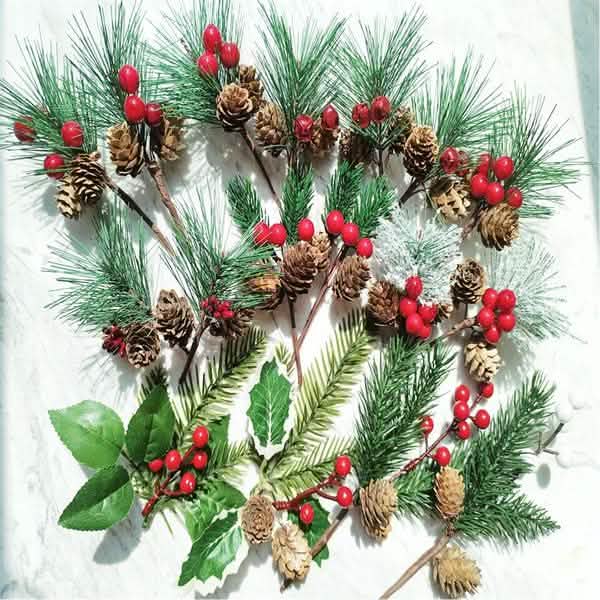 Fake Snow Frost Pine Branch Cone Berry Holly Christmas Tree Christmas Ornament