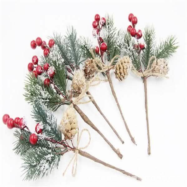 Fake Snow Frost Pine Branch Cone Berry Holly Christmas Tree Christmas Ornament