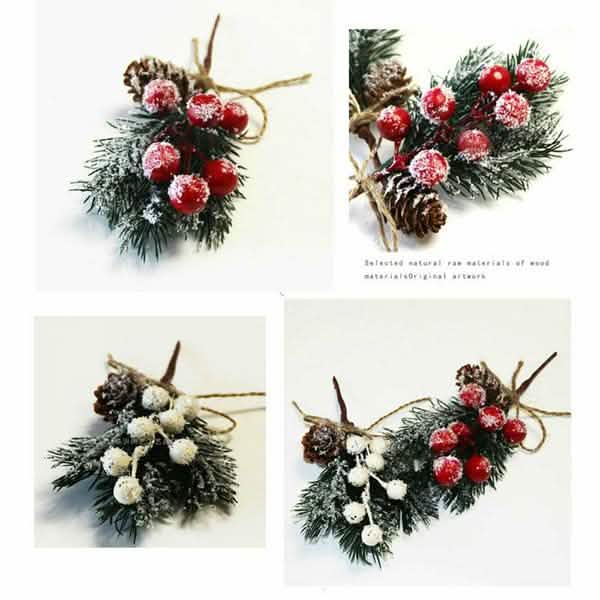 Fake Snow Frost Pine Branch Cone Berry Holly Christmas Tree Christmas Ornament
