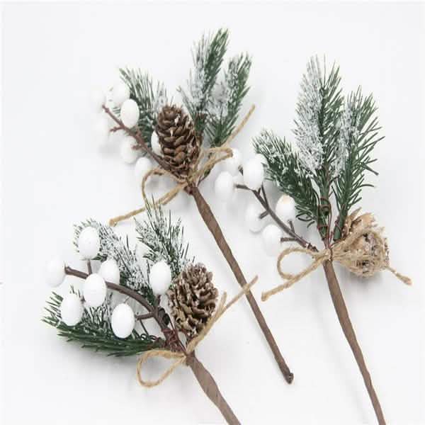 Fake Snow Frost Pine Branch Cone Berry Holly Christmas Tree Christmas Ornament