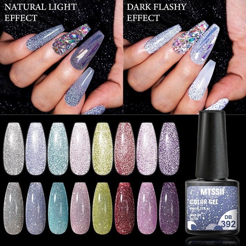 Fashion 2022 Reflective Glitter Gel Nail Polish 8 Colors Sparkling Auroras Permanent UV Diamond Gel Nail Polish Gel For Girls and Womens