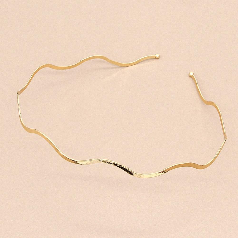 Fashion Chic Metal Wave Invisible Headband Gold Thin Hair Hoop For Women Girls Wild Headwear Hair Styling Tool Gorgeous Hair Accessories For Women