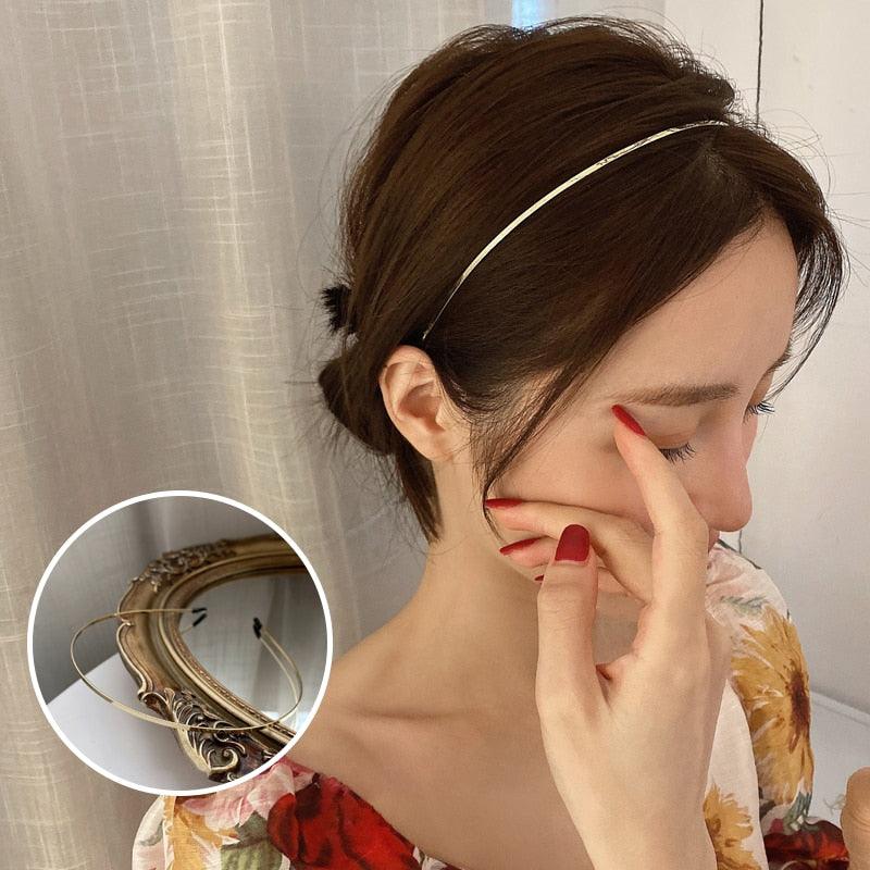 Fashion Chic Metal Wave Invisible Headband Gold Thin Hair Hoop For Women Girls Wild Headwear Hair Styling Tool Gorgeous Hair Accessories For Women