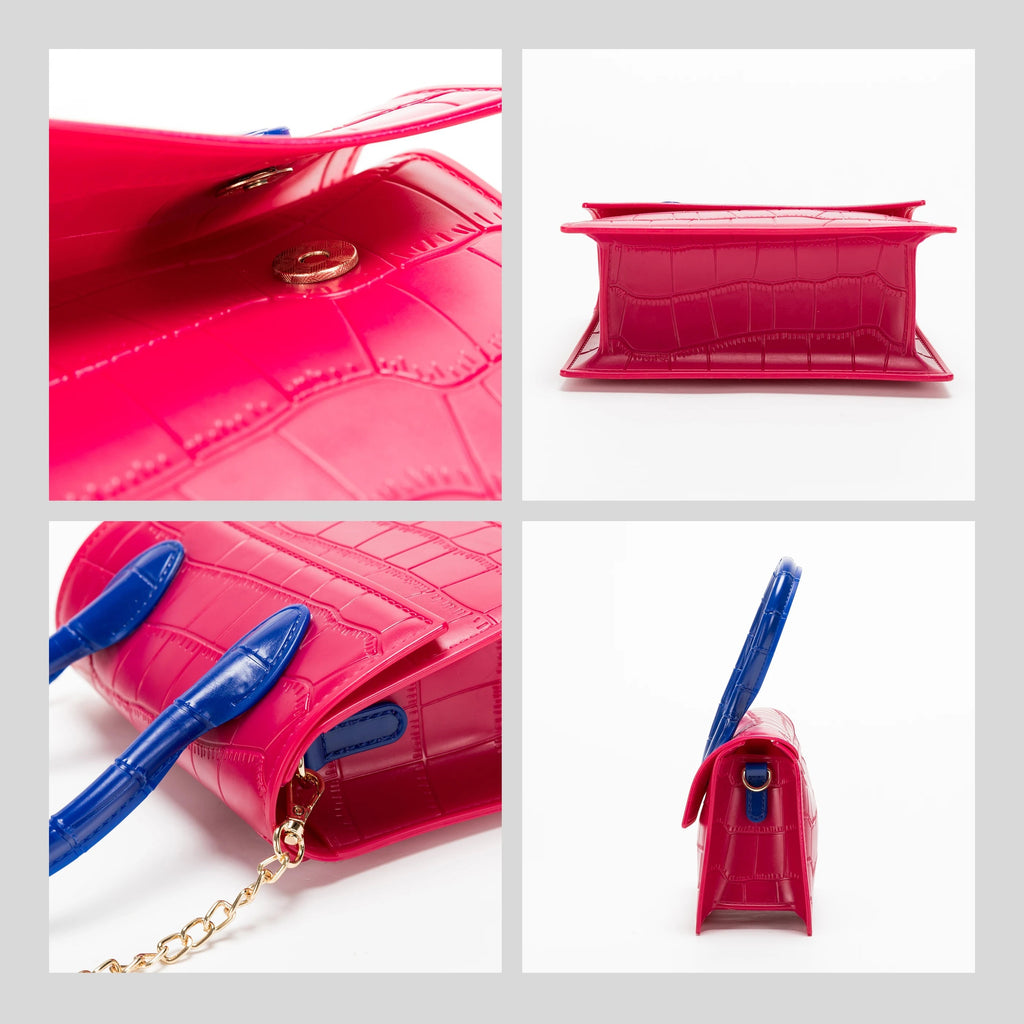 Fashion Crocodile Pattern PVC Women Top Handle Purse Jelly Color Brand Crossbody Bag  Summer Mini Beach Handbag