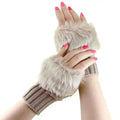 Fashion Fingerless Warm Wool Knitted Classic Fur Half One Size Finger Gloves For Women Cute Soft And Comfortable Trendy Fashion Stretchy Gloves For Women